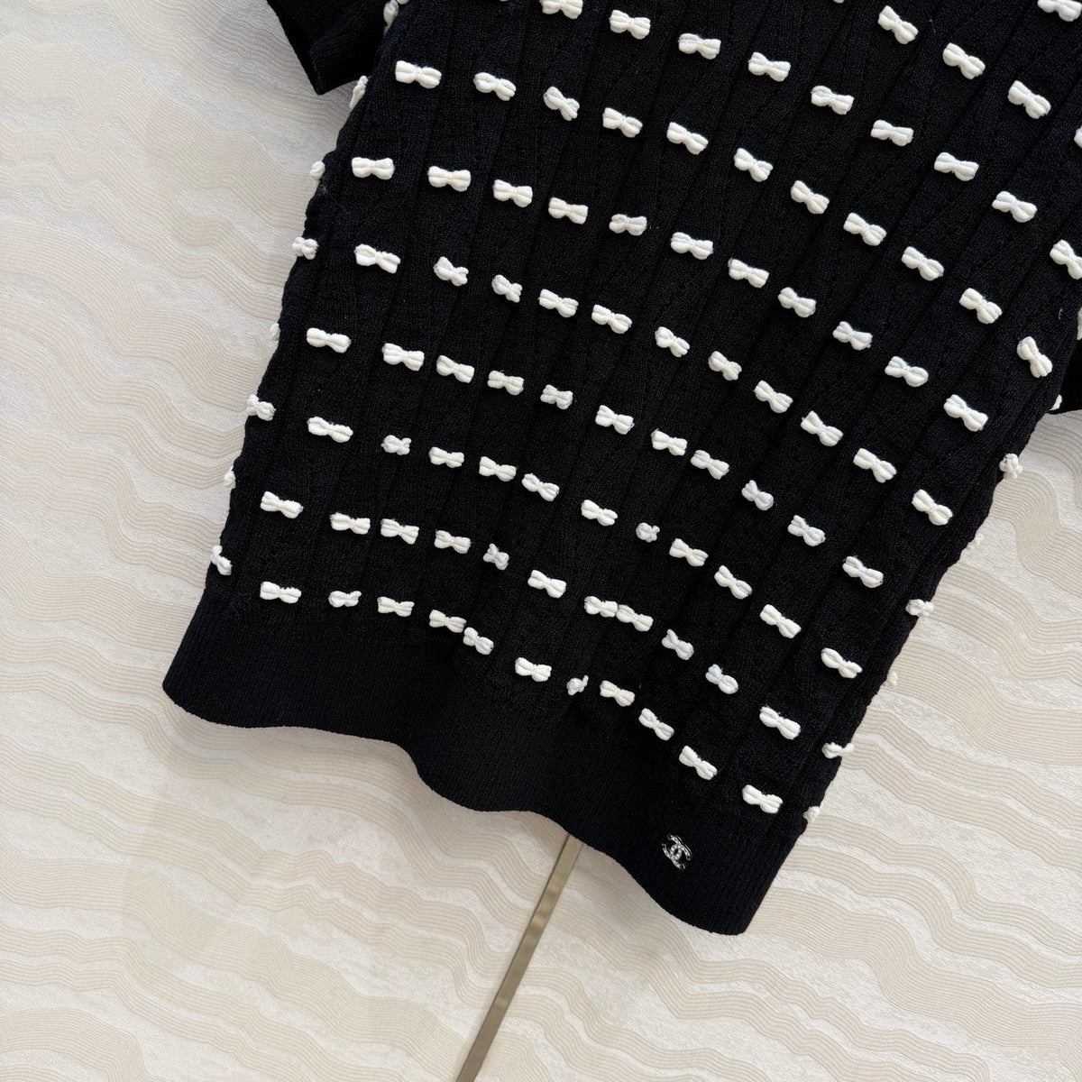 CC 26 Short-Sleeved Top Black White Knit 342788