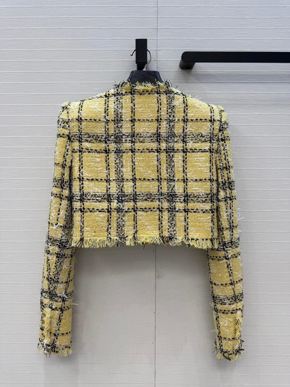 Balmain 26s Plaid Tweed Jacket Yellow Black Tweed 346061