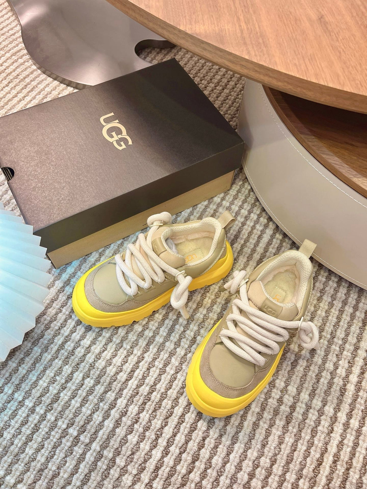 UGG Heritage Utility Sneakers Yellow Khahi Suede Cowhide