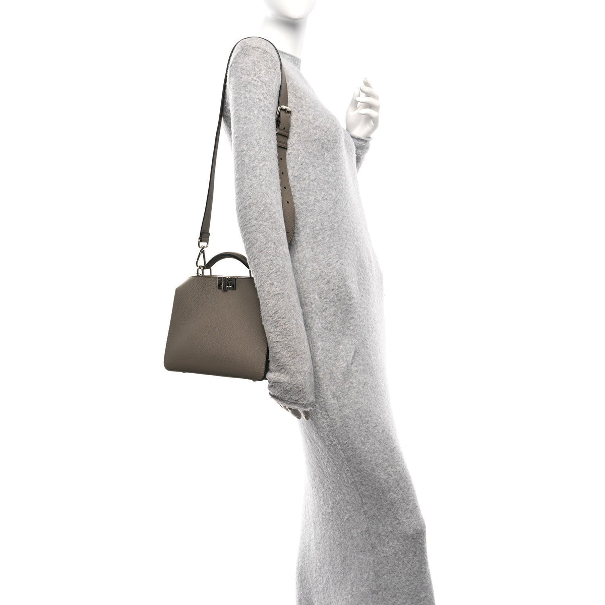 Cuoio Romano Vitello Cover Glazed Fabric Bi-Color FF 1974 Mini Peekaboo I SEE U Satchel Tartufo Banana Tobacco Moro