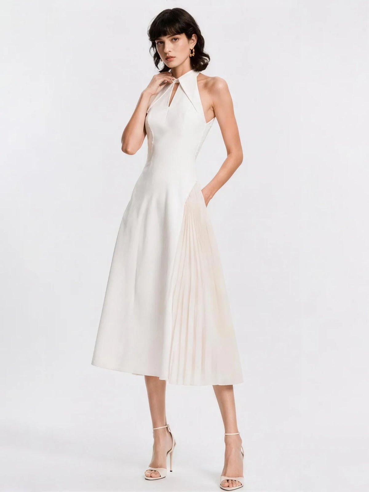 Persephone Pleated Sleeveless Midi Dress