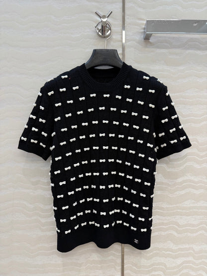 CC 26 Short-Sleeved Top Black White Knit 342788