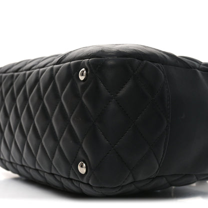 Calfskin Quilted Large Cambon Bowler Black White