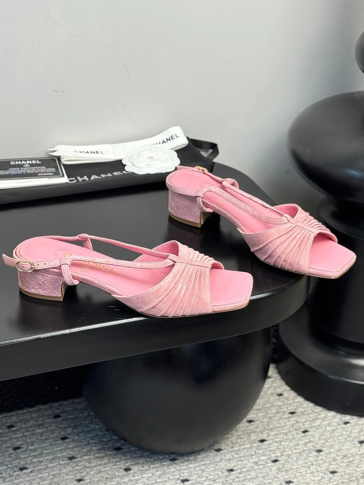 CC HIGH HEELS IN PINK QUILTED SUEDE