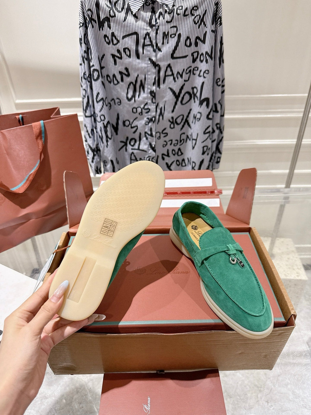 LP Summer Charms Walk Loafers Light Teal Green Suede 565855