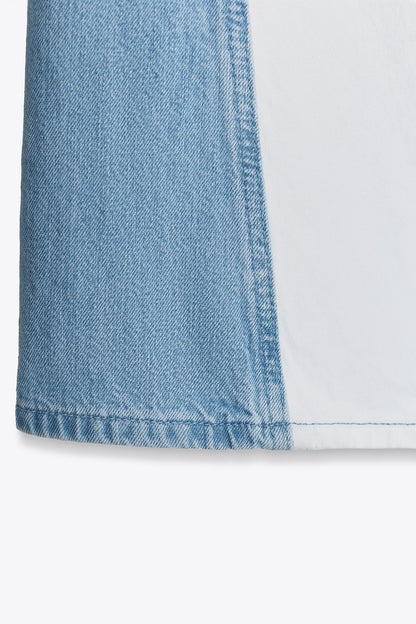 STRAIGHT LEG MID-RISE COMBINED JEANS