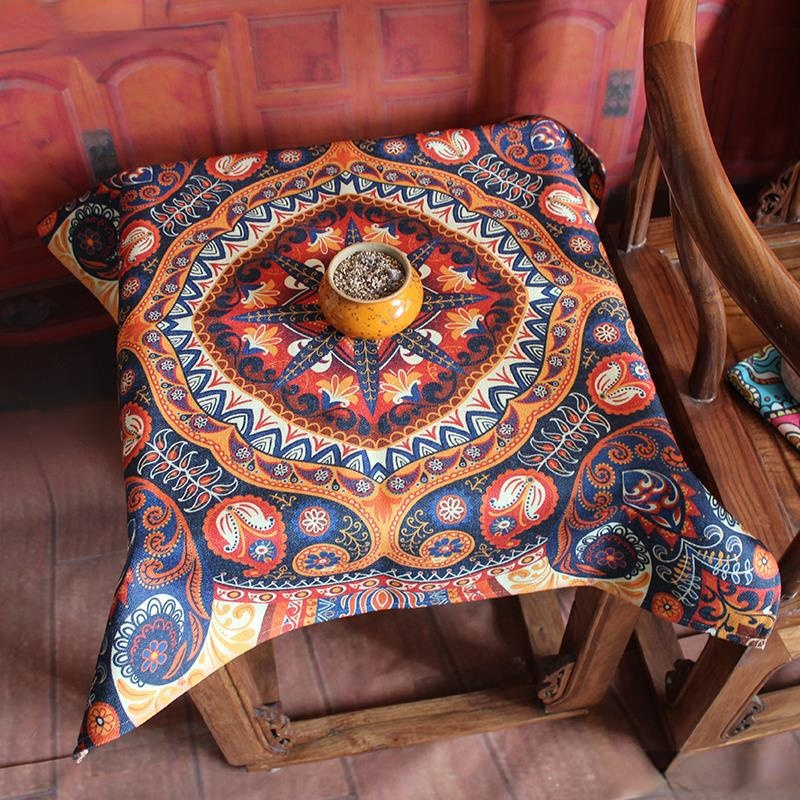 Small Cover Towel Retro Boho Style Cotton Linen Tablecloth