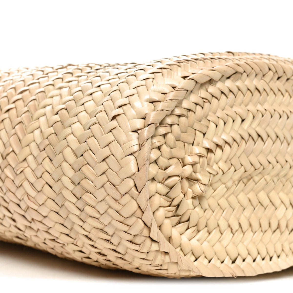 Raffia Calfskin Triomphe Medium Panier Tan