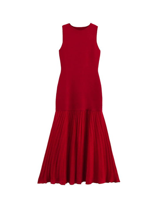 Splicing Round Neck Sleeveless Knit Maxi Dress
