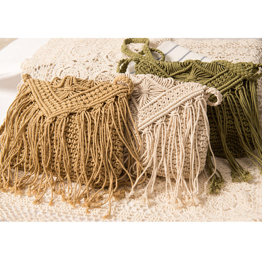Crochet Market Bag Fringe Crossbody Bag