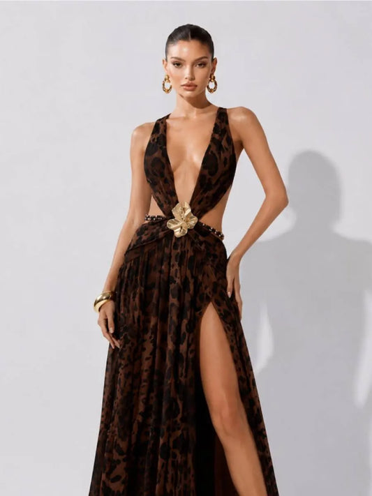 Penelope Leopard Print Maxi Dress