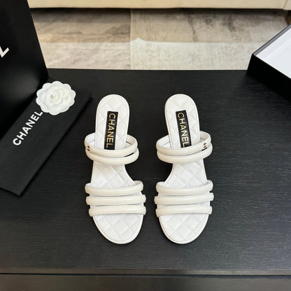 CC 26C Double C Strap Sandals White Sheepskin