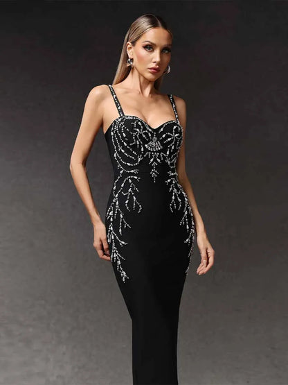 Fiona Sleeveless Diamond Bandage Maxi Dress