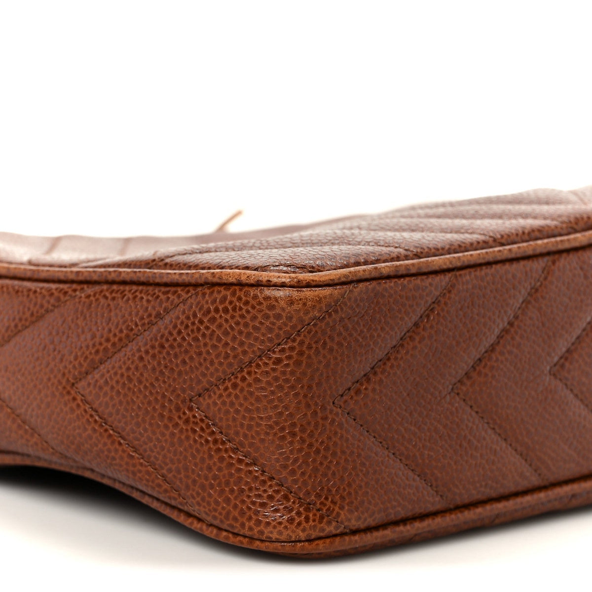 Caviar Chevron Quilted Tassel Camera Case Brown