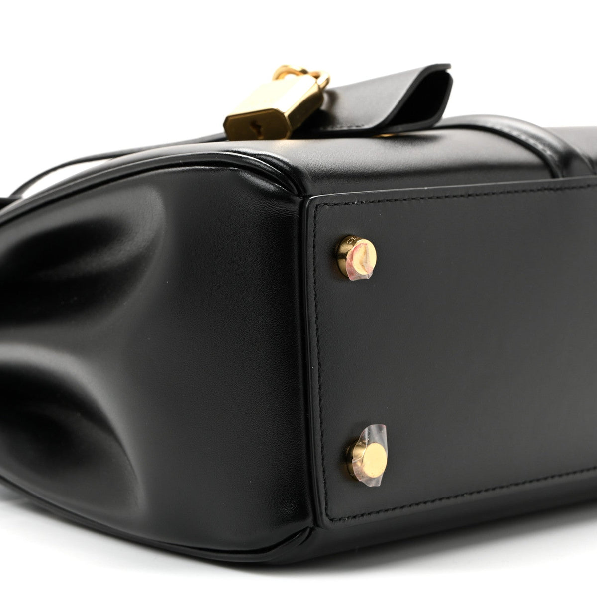 Satinated Calfskin Small 16 Top Handle Bag Black