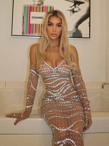 Lydia Rhinestone Maxi Dress