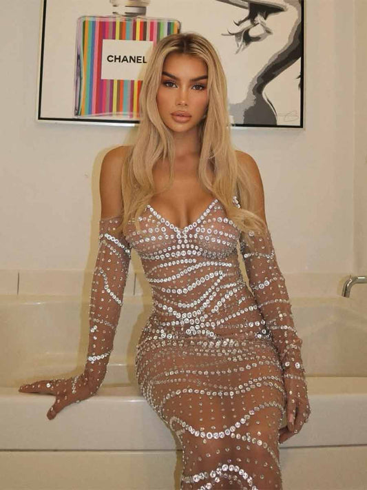 Lydia Rhinestone Maxi Dress