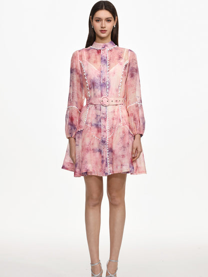 Hazel Flowy Long Sleeve Floral Print Woven Mini Dress