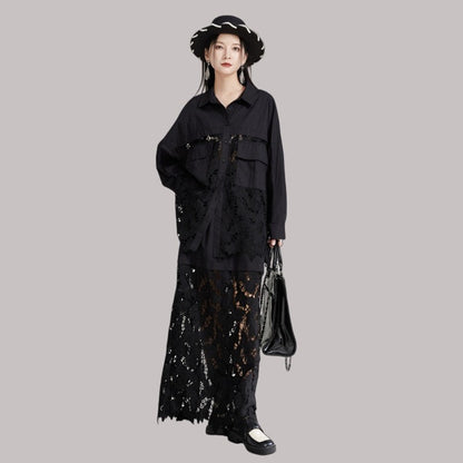 Lace-Trimmed Panel Skirt