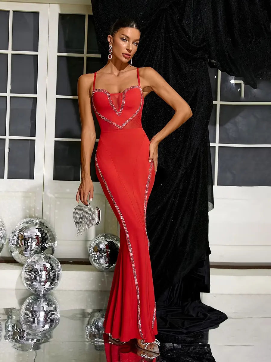 Nicolette Heart Mesh Maxi Dress