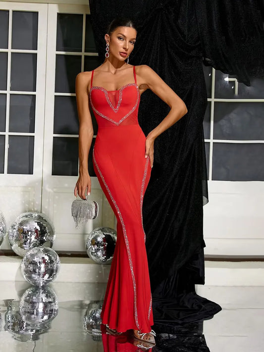 Nicolette Heart Mesh Maxi Dress