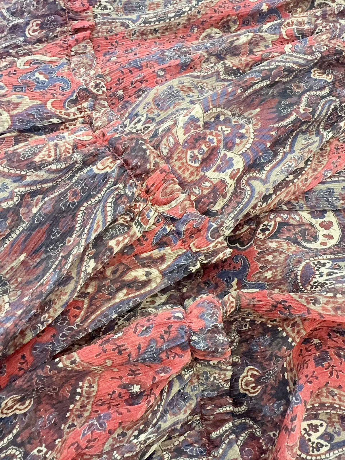 YSL 2025 Printed Skirt Red Silk