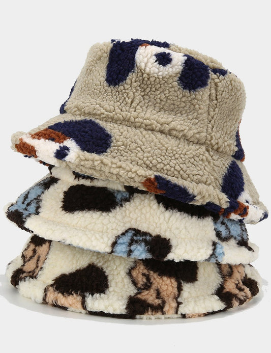 Cute Dog Pattern Thicken Winter Bucket Hat