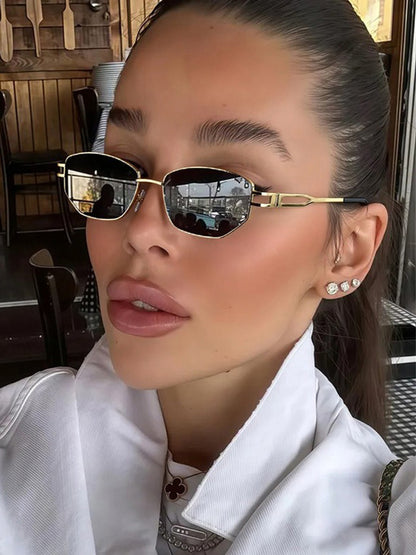 Calliope Metal Rhombus-Frame Sunglasses