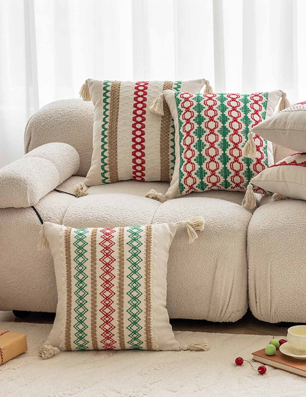 Minimalist Christmas Jacquard Tassel Cushion Covers