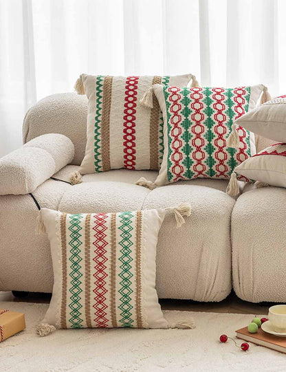 Minimalist Christmas Jacquard Tassel Cushion Covers