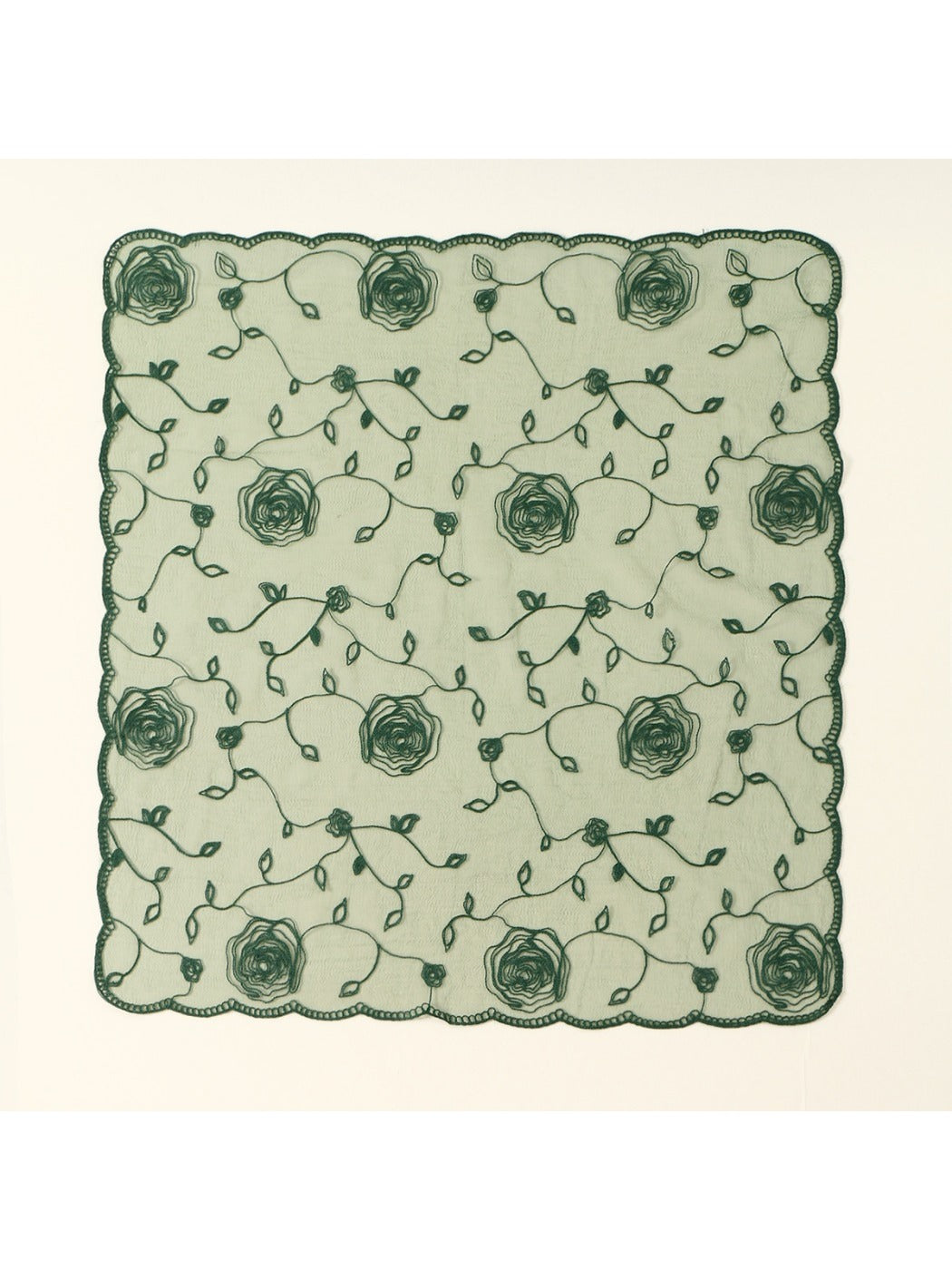 Scarvii - 31.5'' Elegant Rose Embroidered Square Scarf