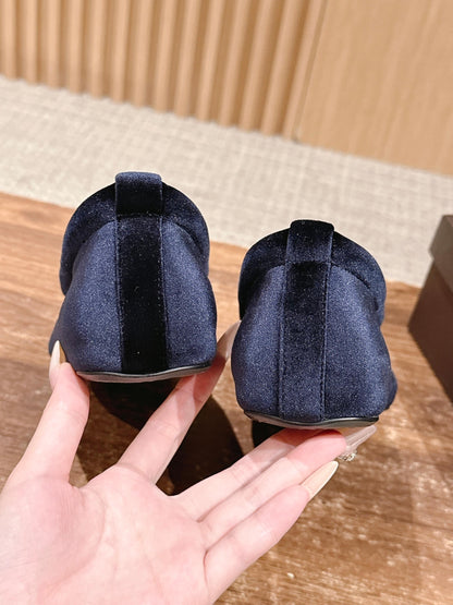 Alaia 2025 Ballet Flat Dark Blue Velvet 553858