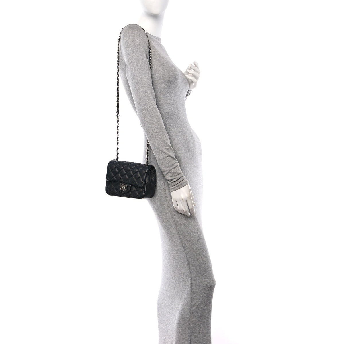Caviar Quilted Mini Square Flap Black