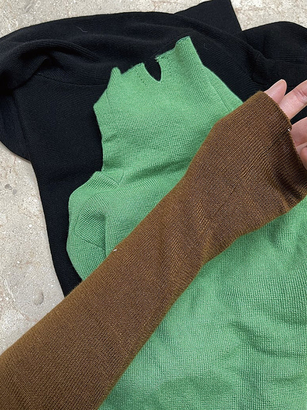 Korean-Style Long Sleeves Solid Color High-Neck Sweater Tops