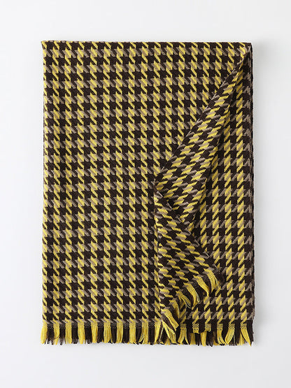 Fringed Houndstooth Keep Warm Shawl&Scarf