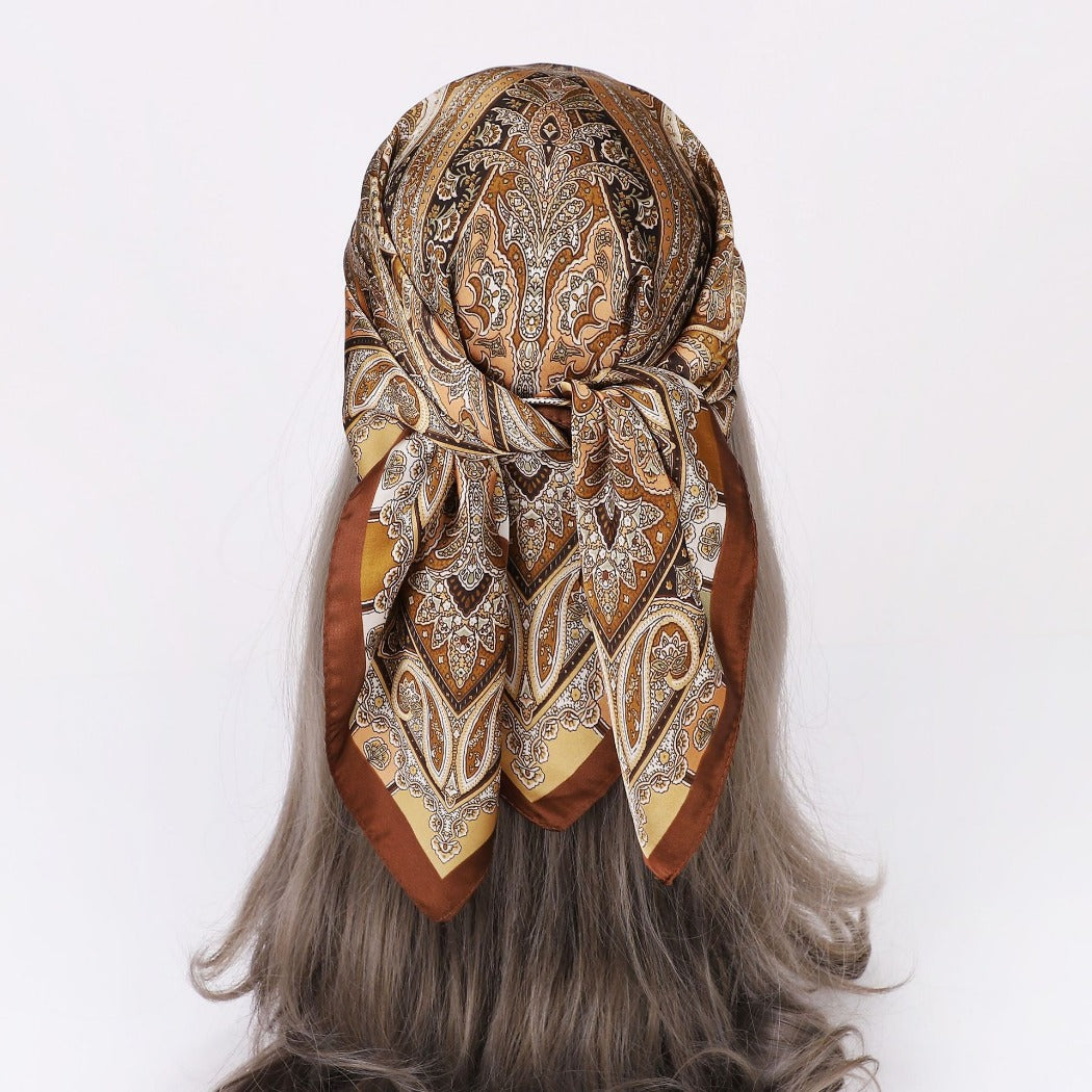 Scarvii - 27.5" Paisley Print Square Scarf - Classic&amp; Elegant