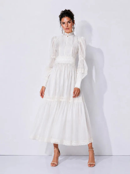Catalina Organza Puff-Sleeve Maxi Dress
