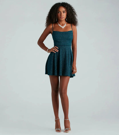 Glam Muse Glitter Knit Skater Dress