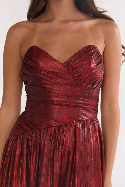 Marin Pointed Sweetheart Maxi Dress Wine