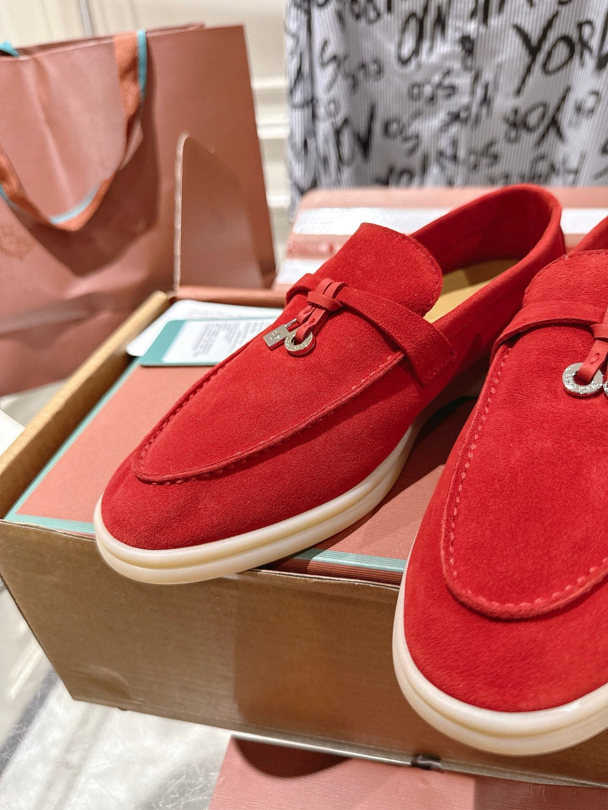 LP Summer Charms Walk Loafers Red Suede 565850