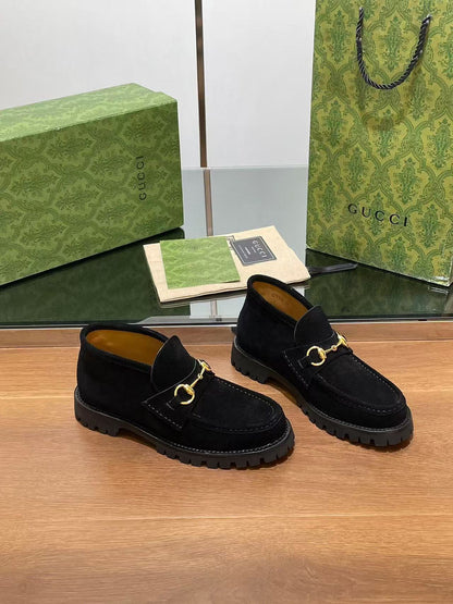 GG Horsebit Ankle Boots Black Suede