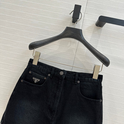 Prada 25 Denim Skirt Black Cotton