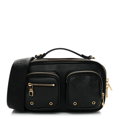 Calfskin Monogram Embossed Utility Crossbody Black