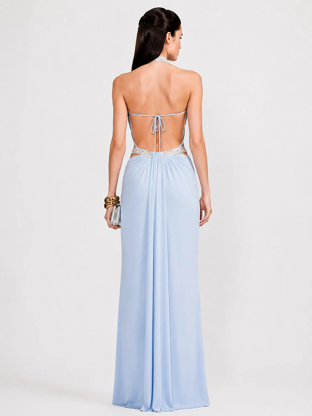 Anika Sheer Mesh Rhinestone Maxi Dress