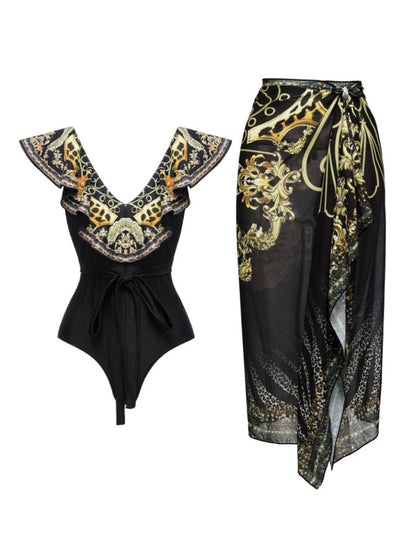 Alora Gold Printed Swimsuit Set