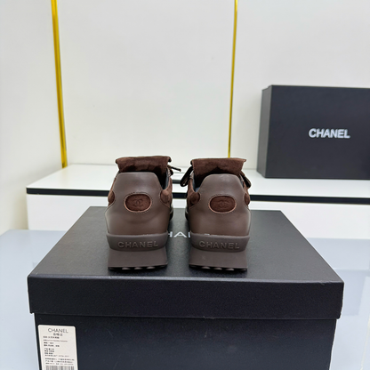 CC 26C New Quilted Training Shoes Brown Suede Sheepskin
