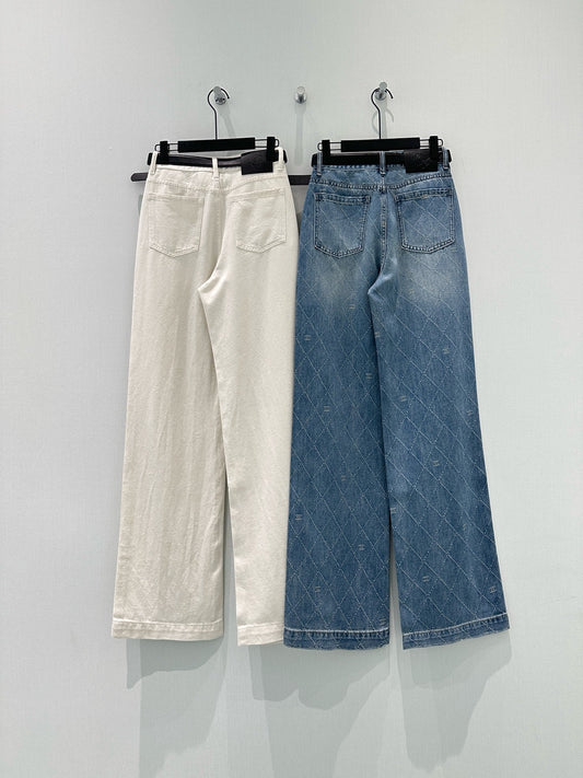 CC Diamond Pattern Jeans Cotton Polyester 351233