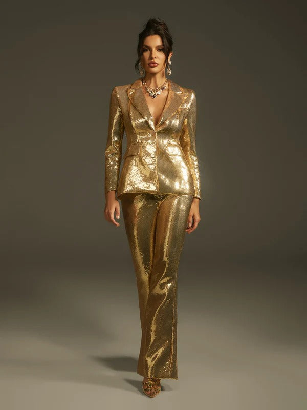 Larna Long Sleeve Sequin Blazer Set