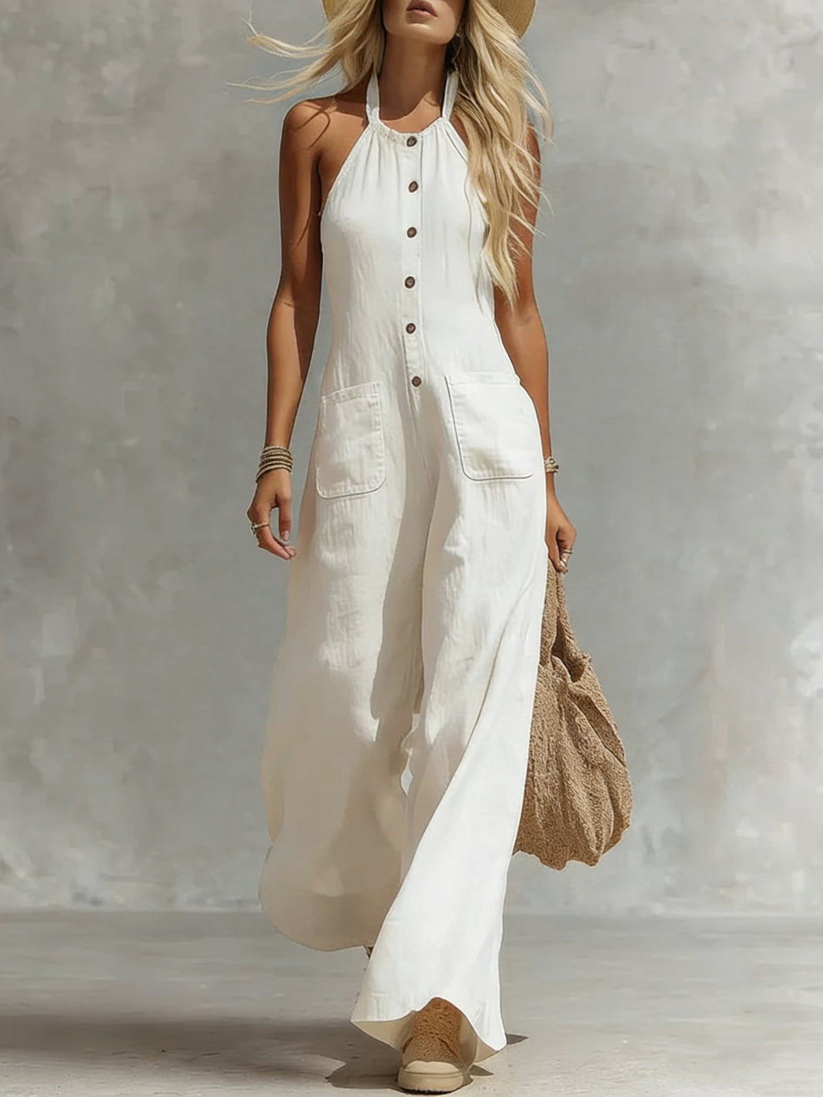 Breezy Halter Wide-Leg Jumpsuit