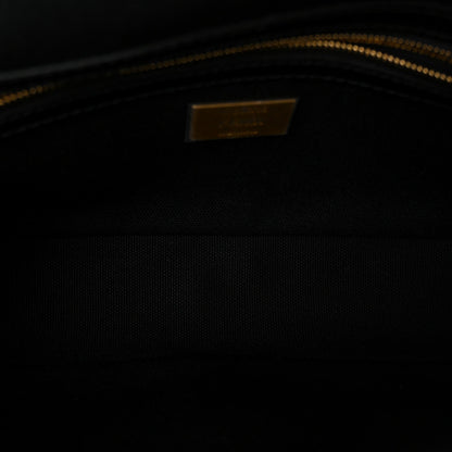 Canvas Vitello King Extra Strap FF Embroidered Baguette Black